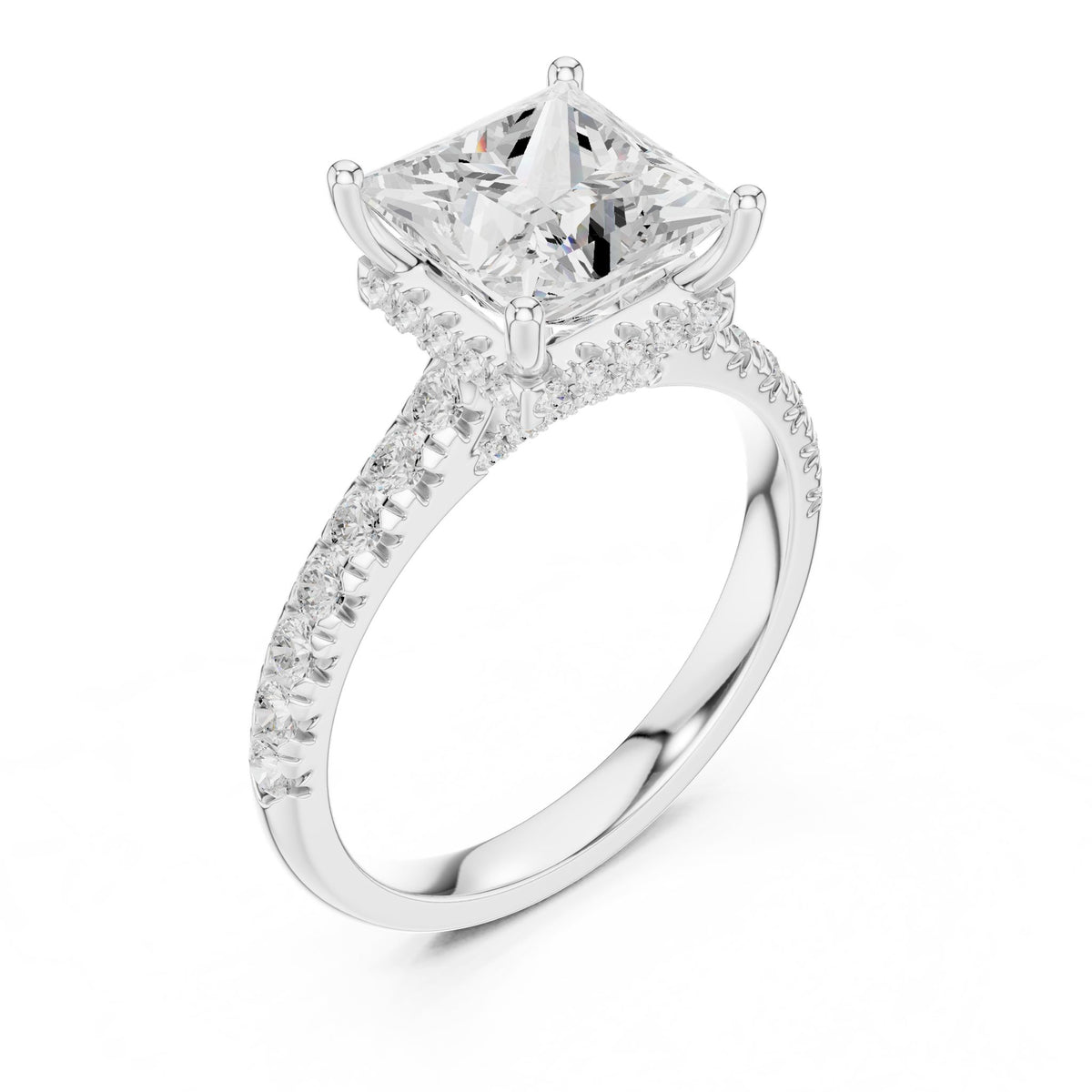 Princess Hidden Halo Lab Grown Diamond Engagement Ring