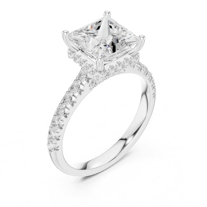 Princess Hidden Halo Lab Grown Diamond Engagement Ring