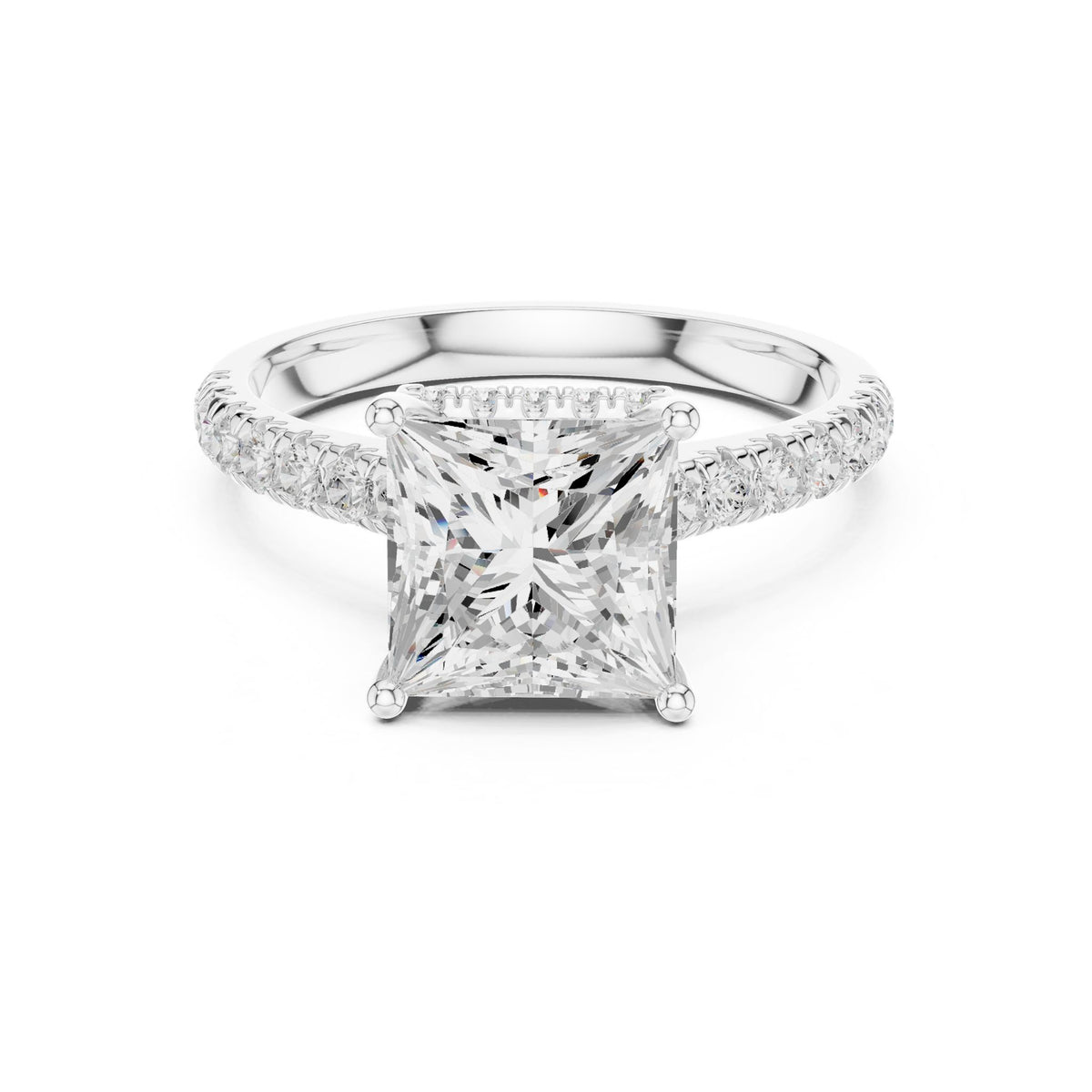 Princess Hidden Halo Lab Grown Diamond Engagement Ring