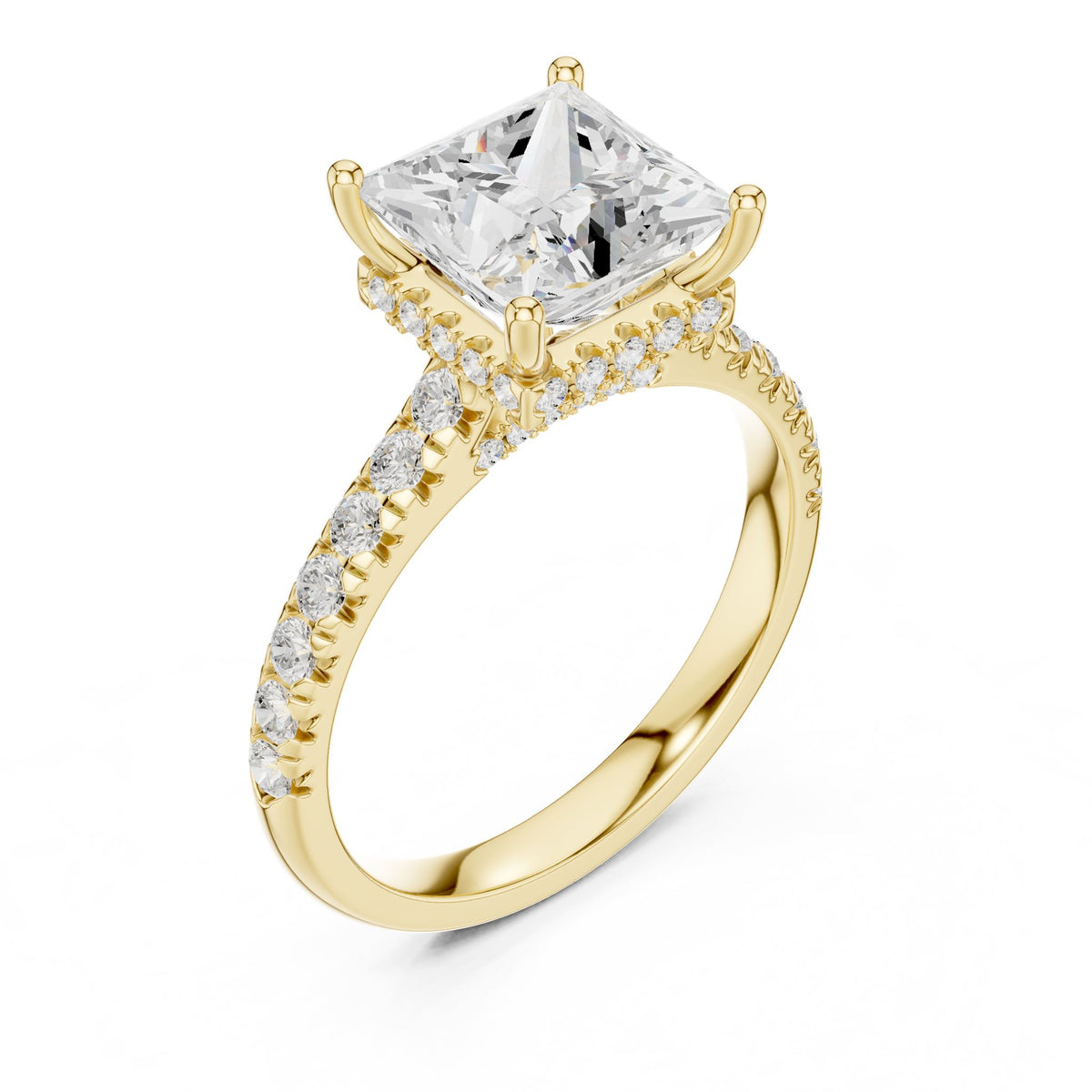 Princess Hidden Halo Lab Grown Diamond Engagement Ring