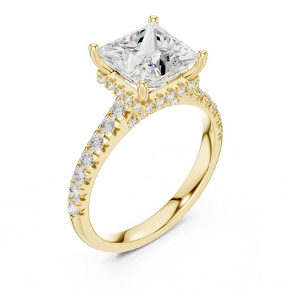 Princess Hidden Halo Lab Grown Diamond Engagement Ring