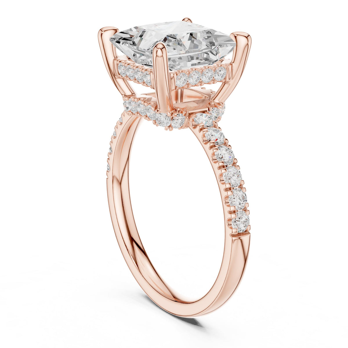 Princess Hidden Halo Lab Grown Diamond Engagement Ring