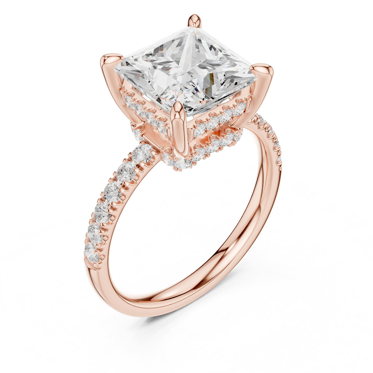 Princess Hidden Halo Lab Grown Diamond Engagement Ring