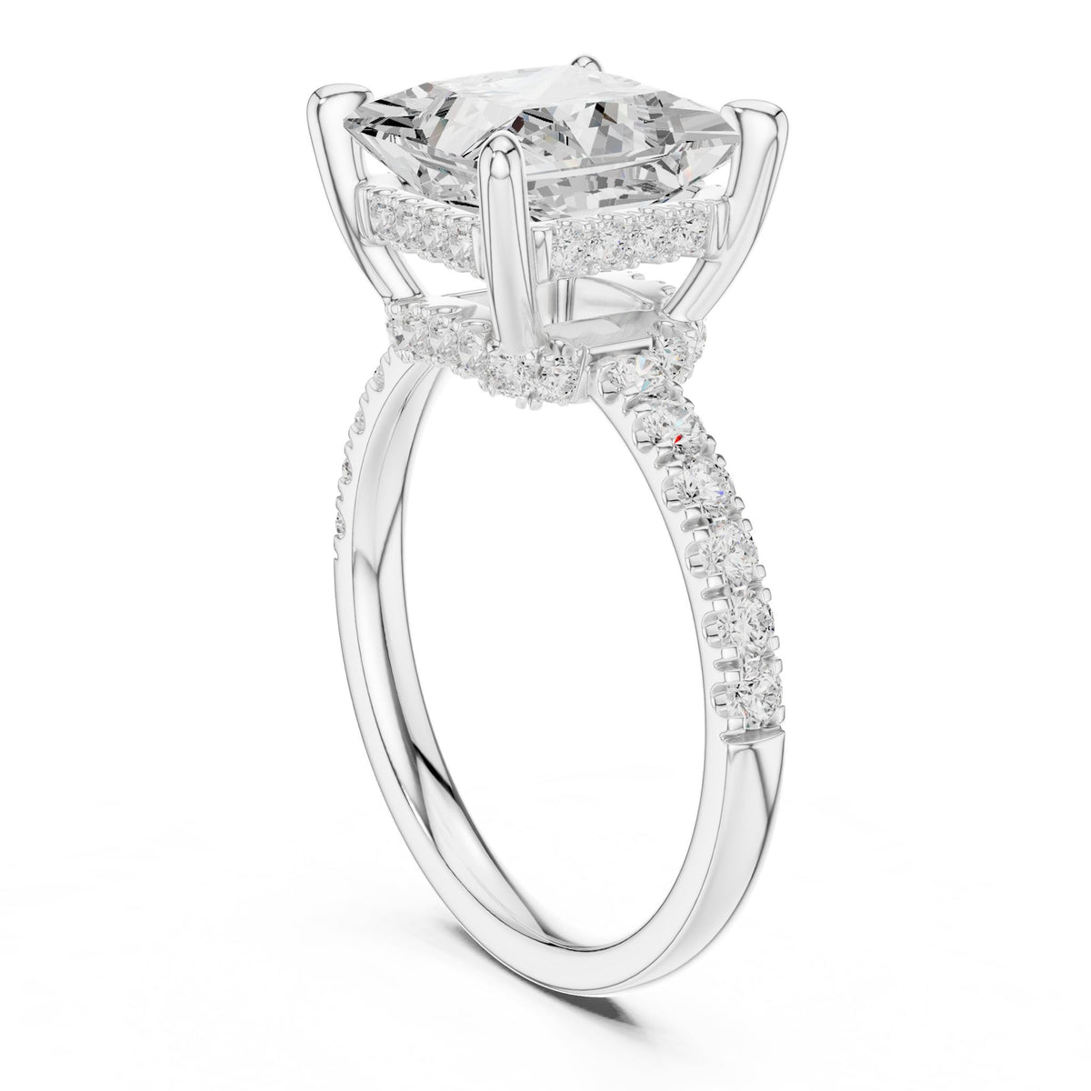 Princess Hidden Halo Lab Grown Diamond Engagement Ring