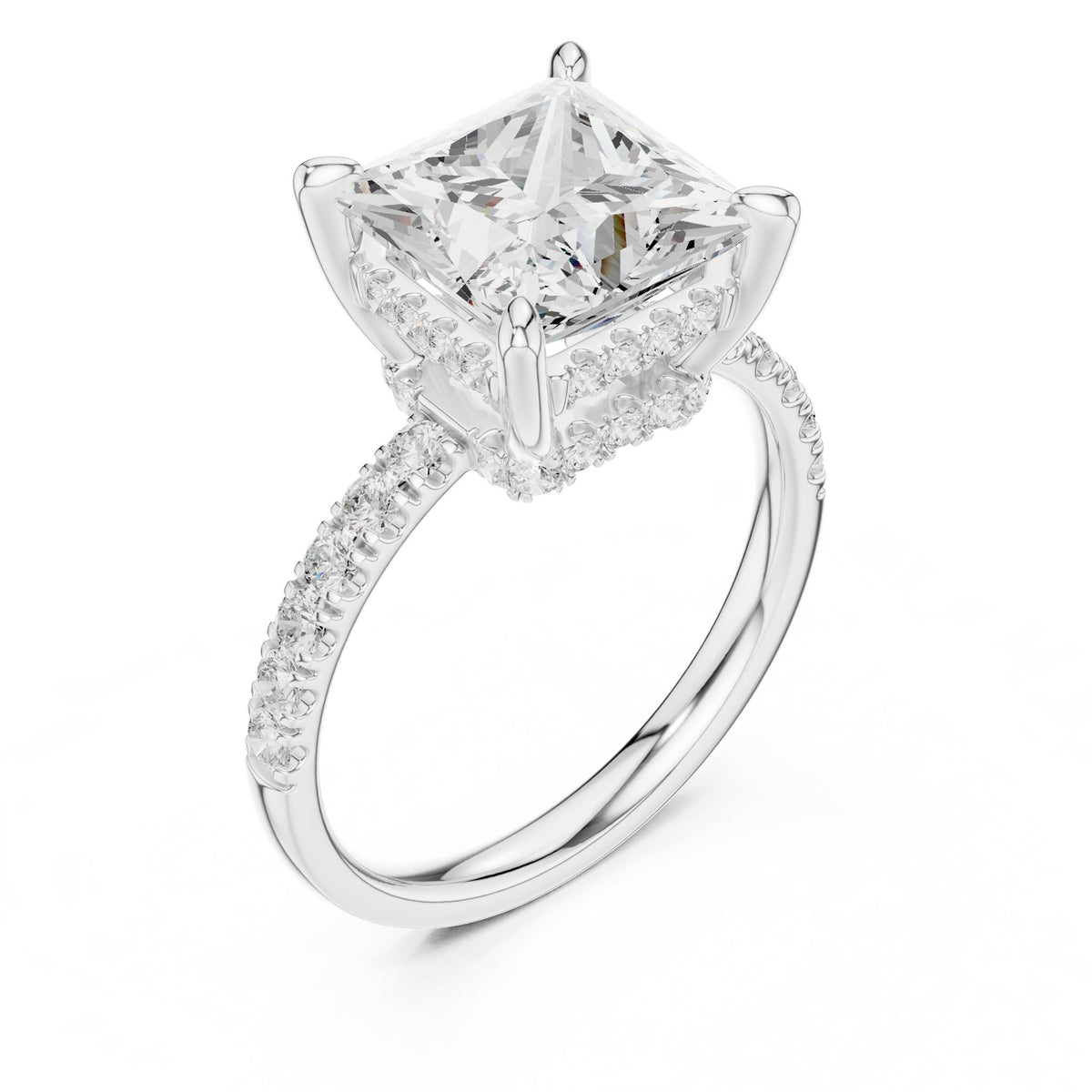 Princess Hidden Halo Lab Grown Diamond Engagement Ring