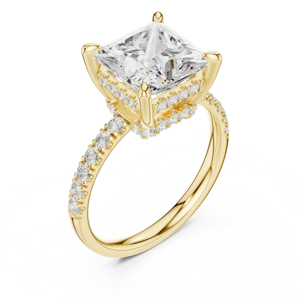Princess Hidden Halo Lab Grown Diamond Engagement Ring