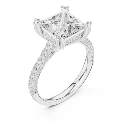 Princess Hidden Halo Lab Grown Diamond Engagement Ring