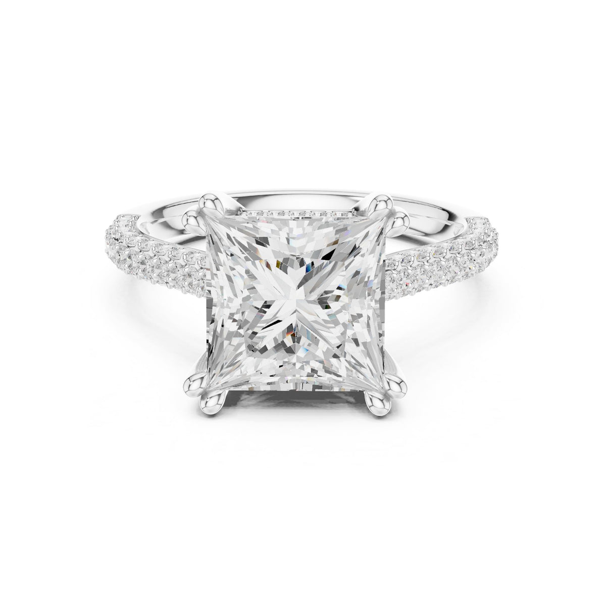 Princess Hidden Halo Lab Grown Diamond Engagement Ring