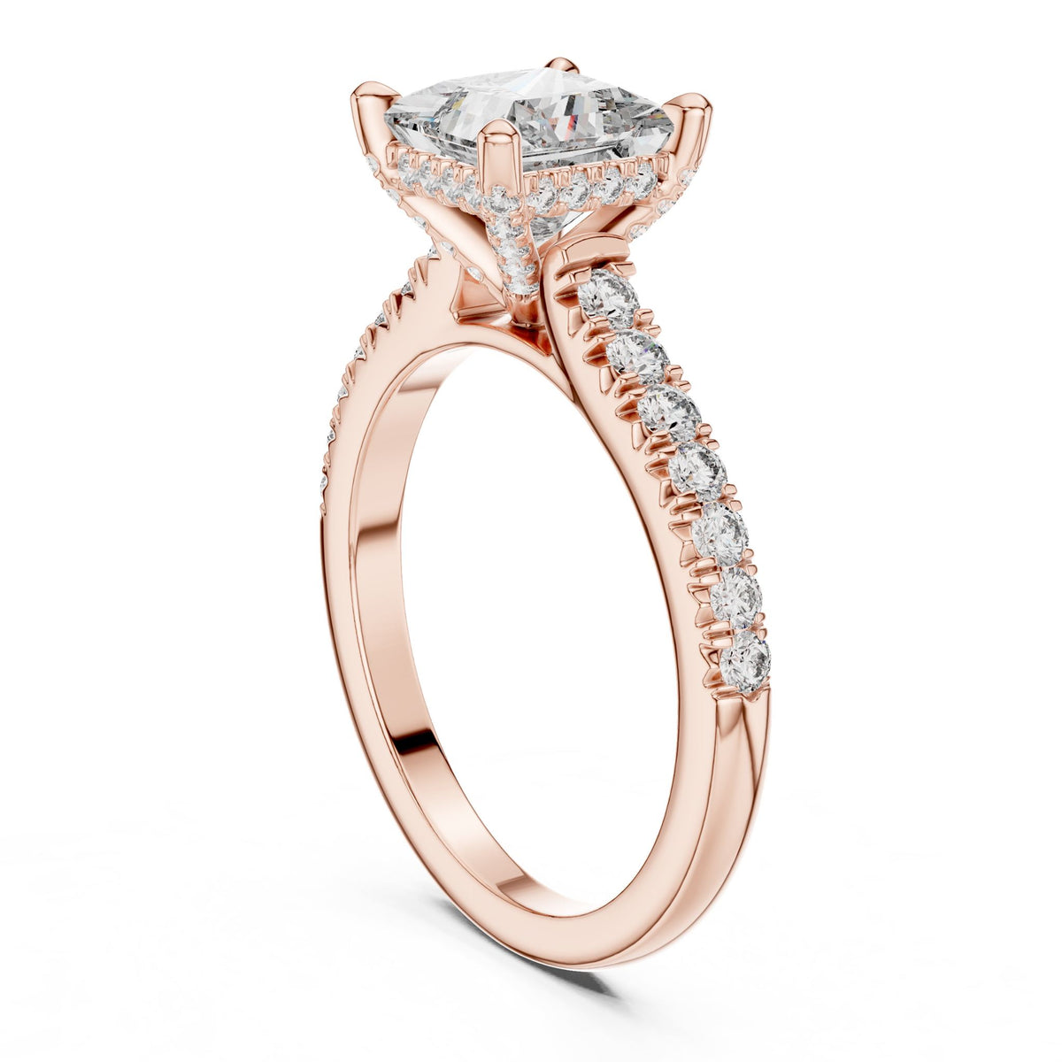 Princess Hidden Halo Lab Grown Diamond Engagement Ring