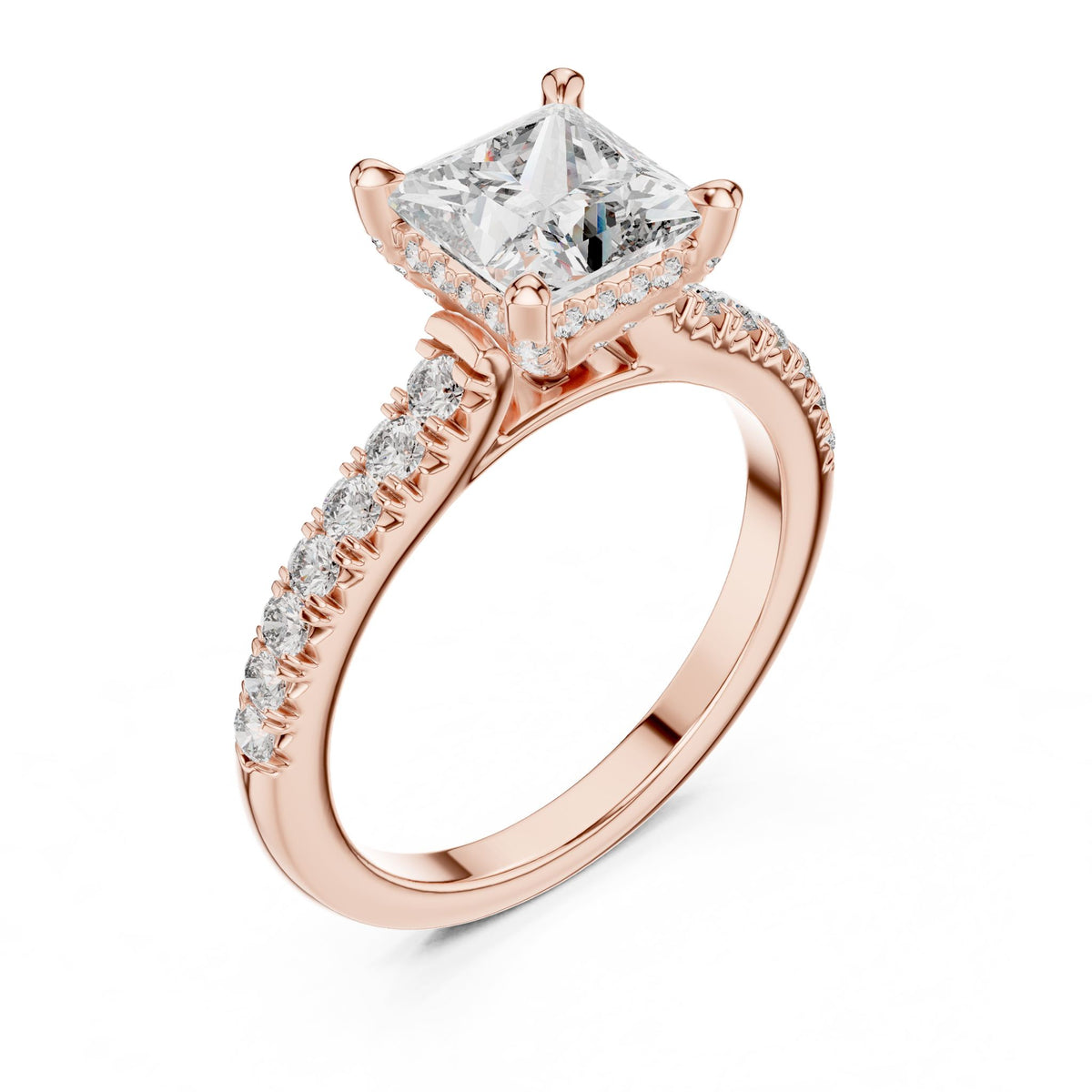 Princess Hidden Halo Lab Grown Diamond Engagement Ring
