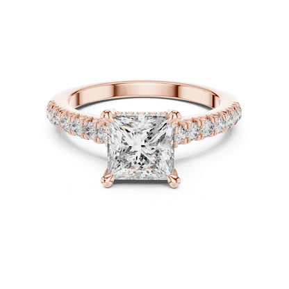 Princess Hidden Halo Lab Grown Diamond Engagement Ring