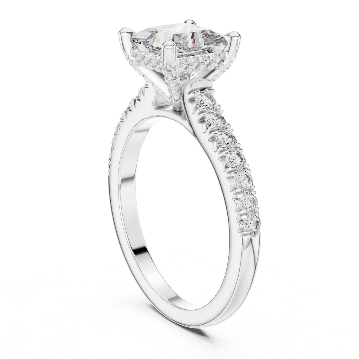 Princess Hidden Halo Lab Grown Diamond Engagement Ring