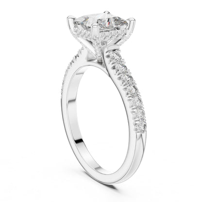 Princess Hidden Halo Lab Grown Diamond Engagement Ring