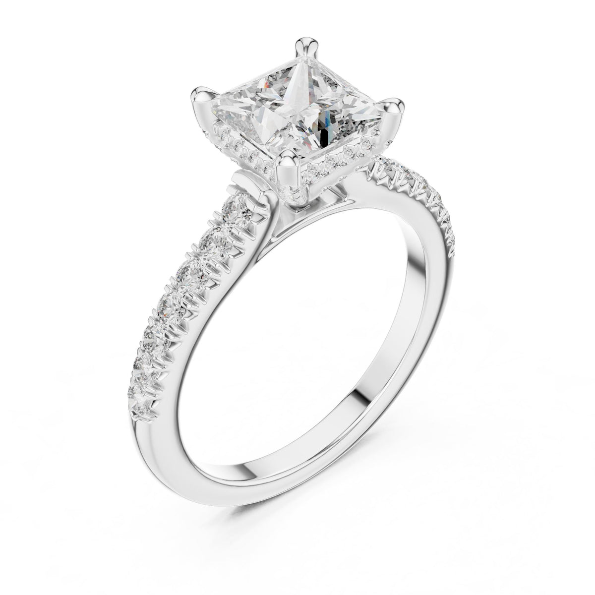 Princess Hidden Halo Lab Grown Diamond Engagement Ring