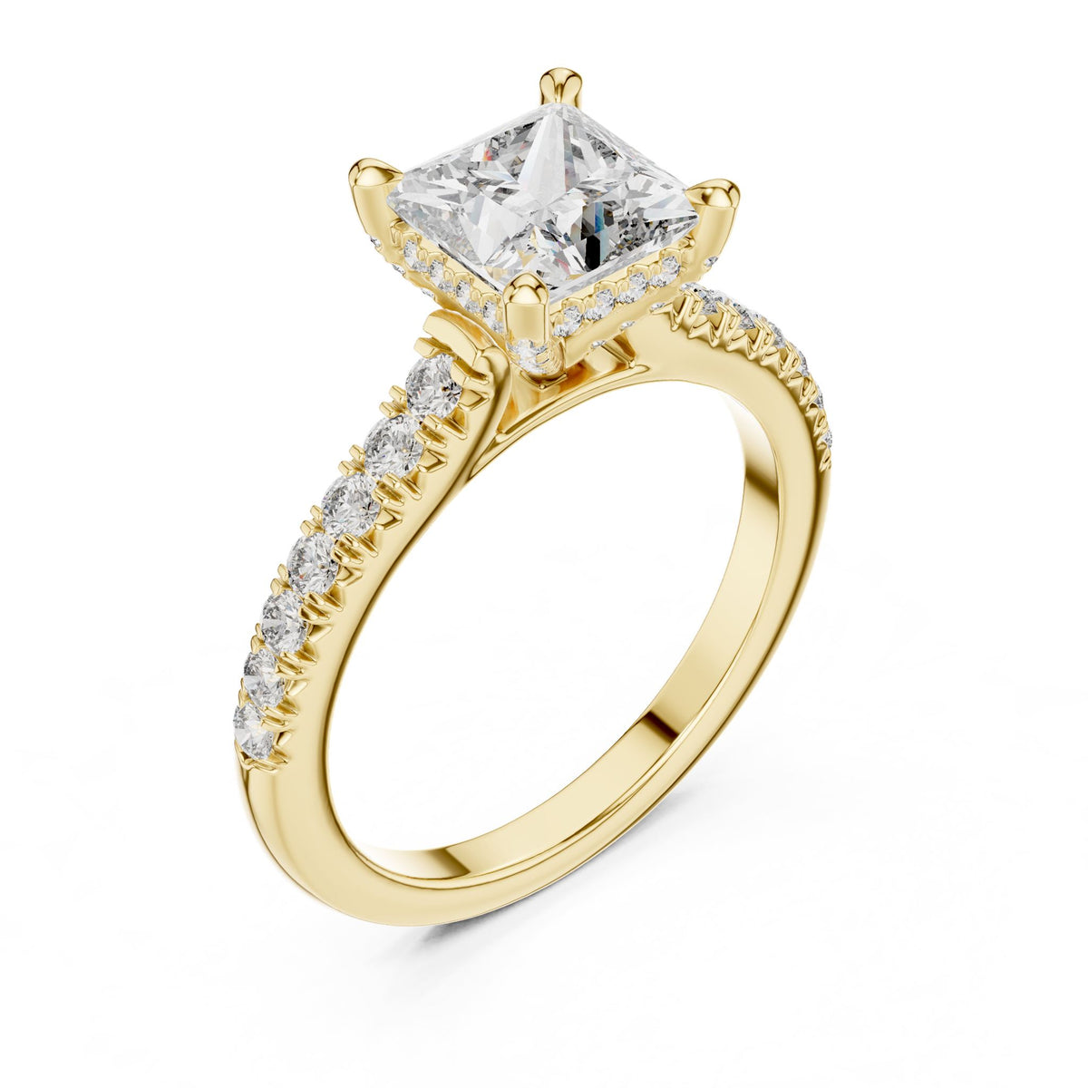 Princess Hidden Halo Lab Grown Diamond Engagement Ring