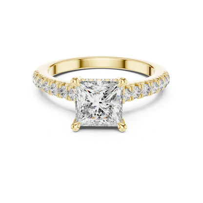 Princess Hidden Halo Lab Grown Diamond Engagement Ring