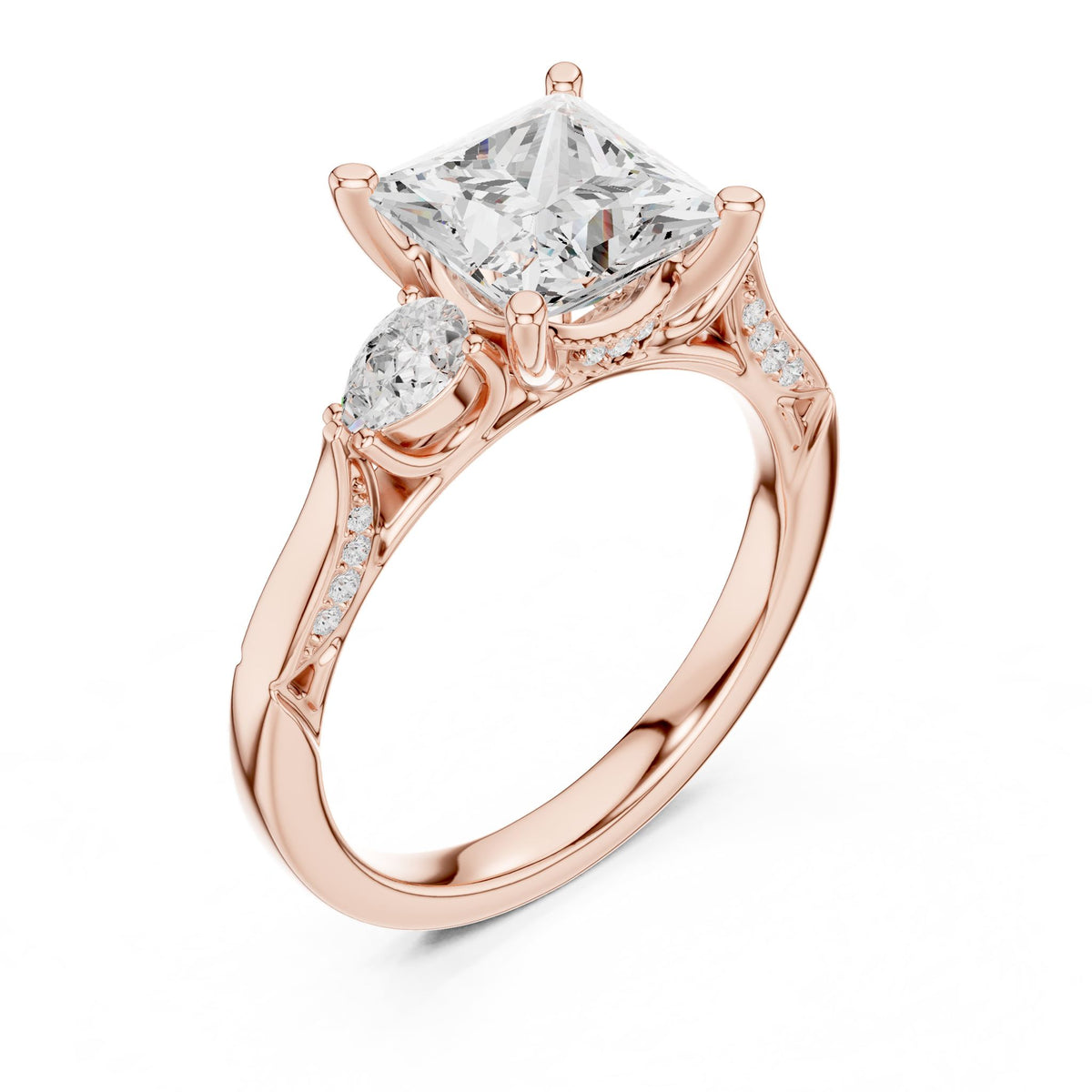 Princess Three Stone Lab Grown Diamond Engagement Ring