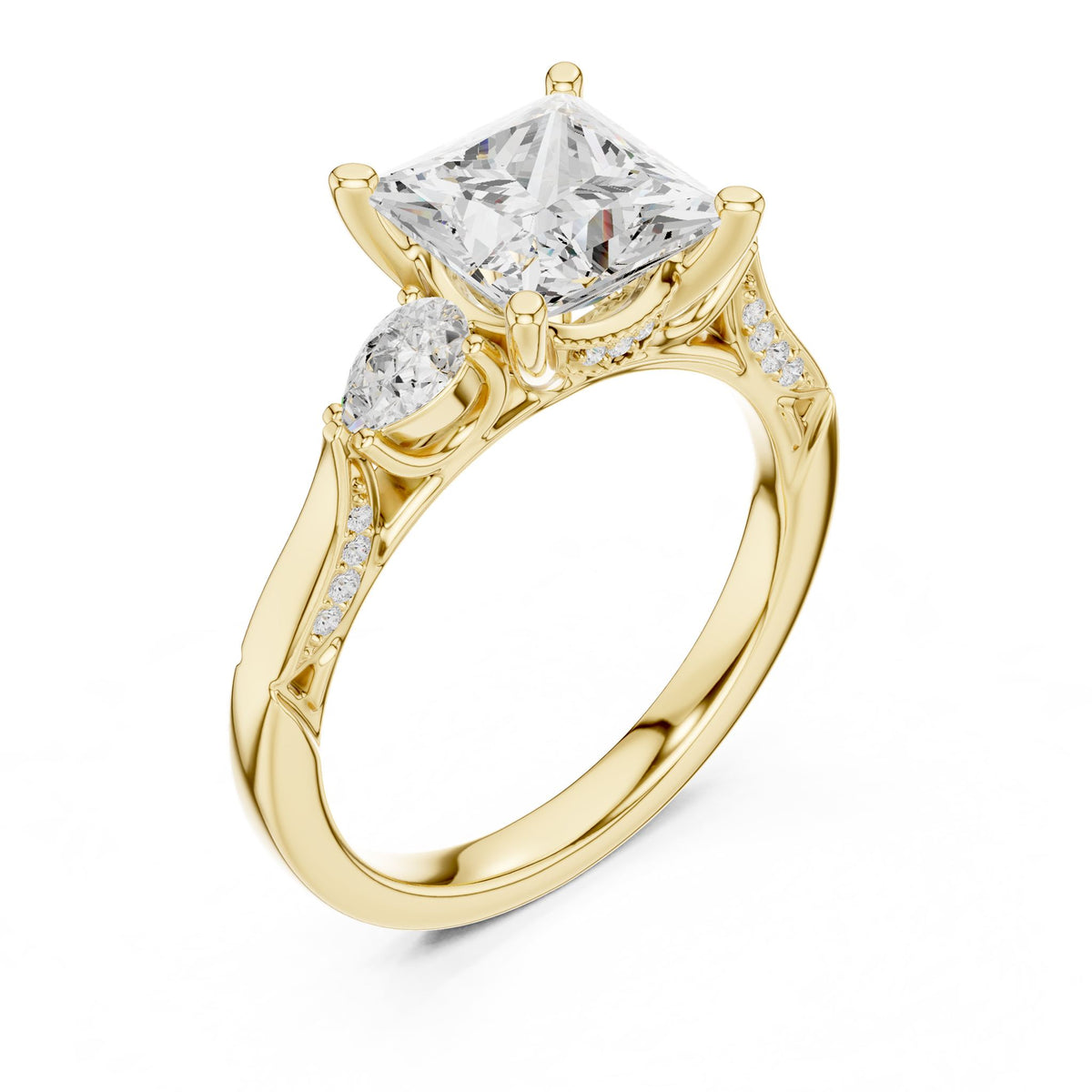Princess Three Stone Lab Grown Diamond Engagement Ring