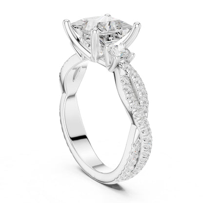 Princess Three Stone Lab Grown Diamond Engagement Ring