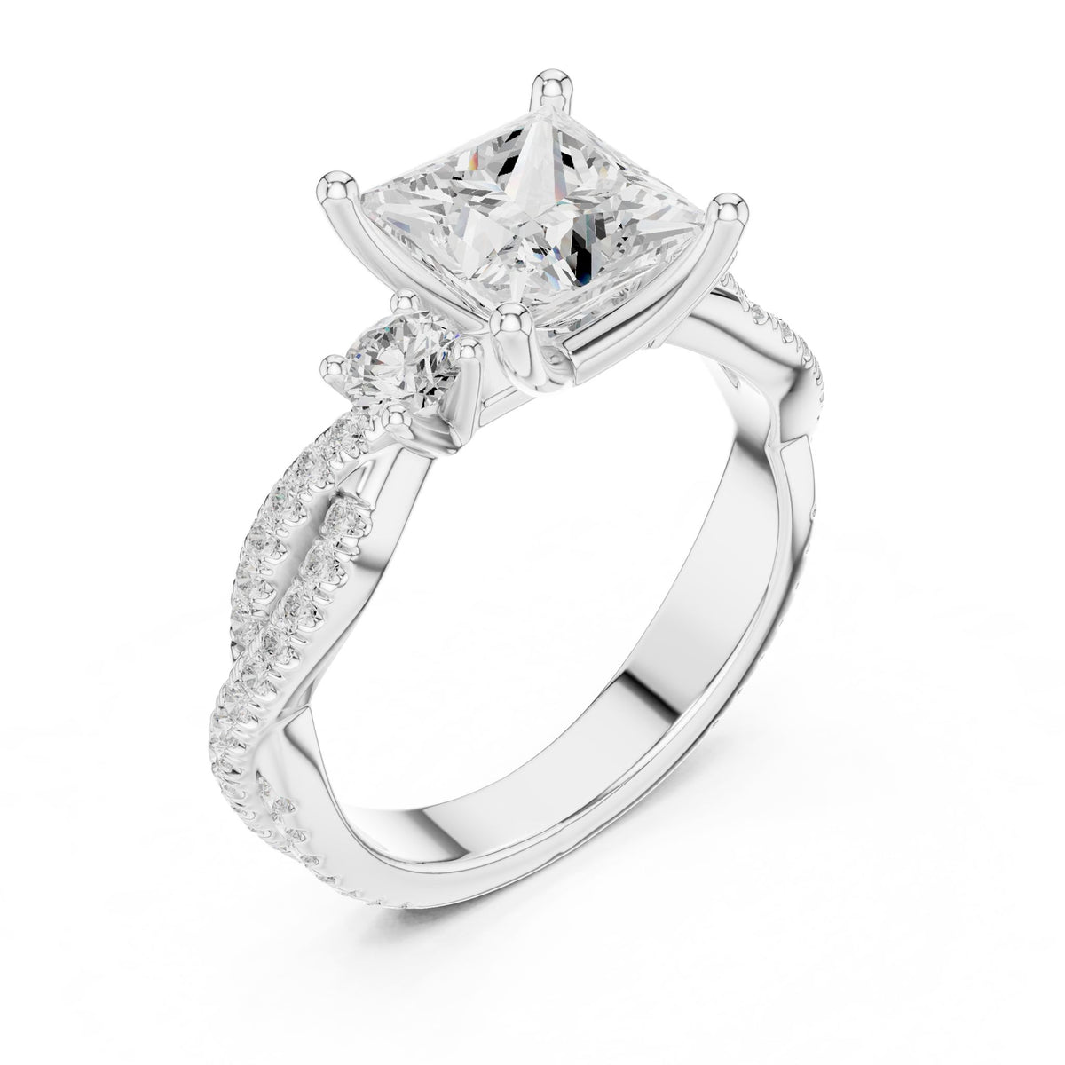 Princess Three Stone Lab Grown Diamond Engagement Ring