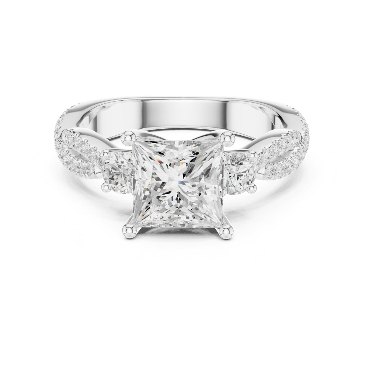 Princess Three Stone Lab Grown Diamond Engagement Ring