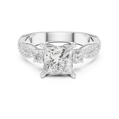 Princess Three Stone Lab Grown Diamond Engagement Ring