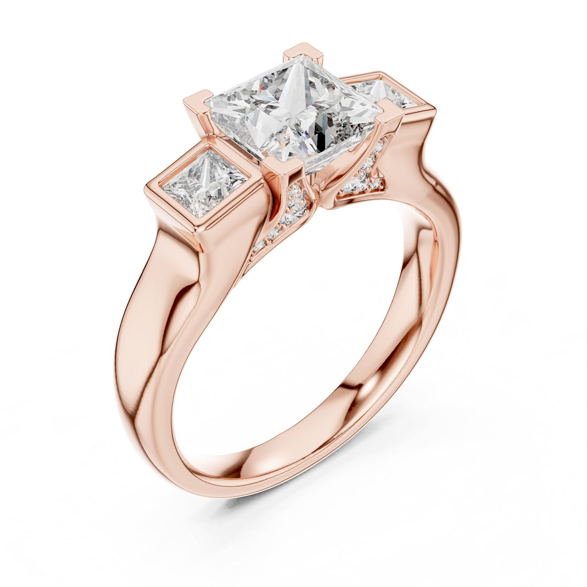 Princess Three Stone Lab Grown Diamond Engagement Ring