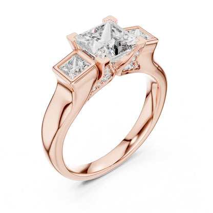 Princess Three Stone Lab Grown Diamond Engagement Ring