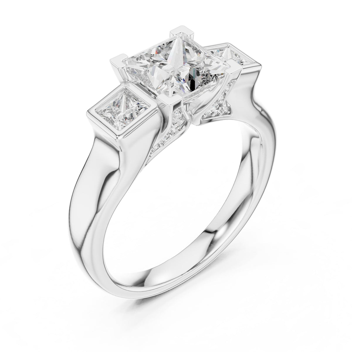 Princess Three Stone Lab Grown Diamond Engagement Ring