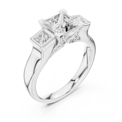 Princess Three Stone Lab Grown Diamond Engagement Ring