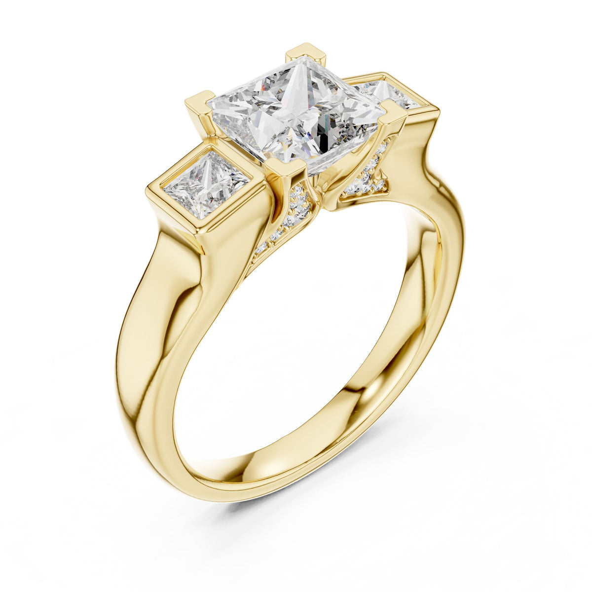 Princess Three Stone Lab Grown Diamond Engagement Ring