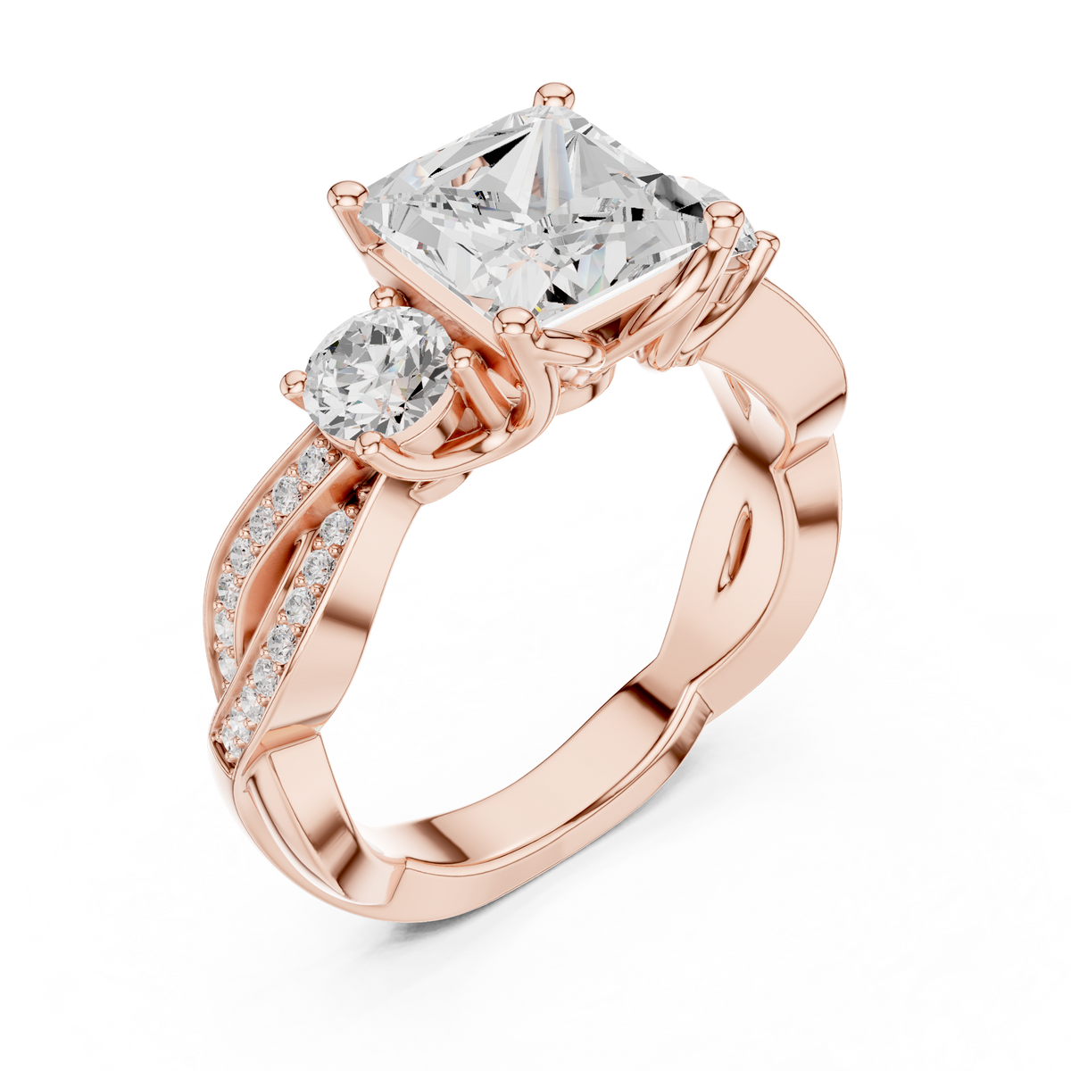 Princess Three Stone Lab Grown Diamond Engagement Ring
