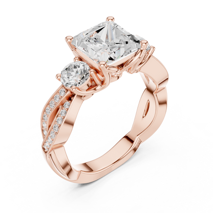 Princess Three Stone Lab Grown Diamond Engagement Ring