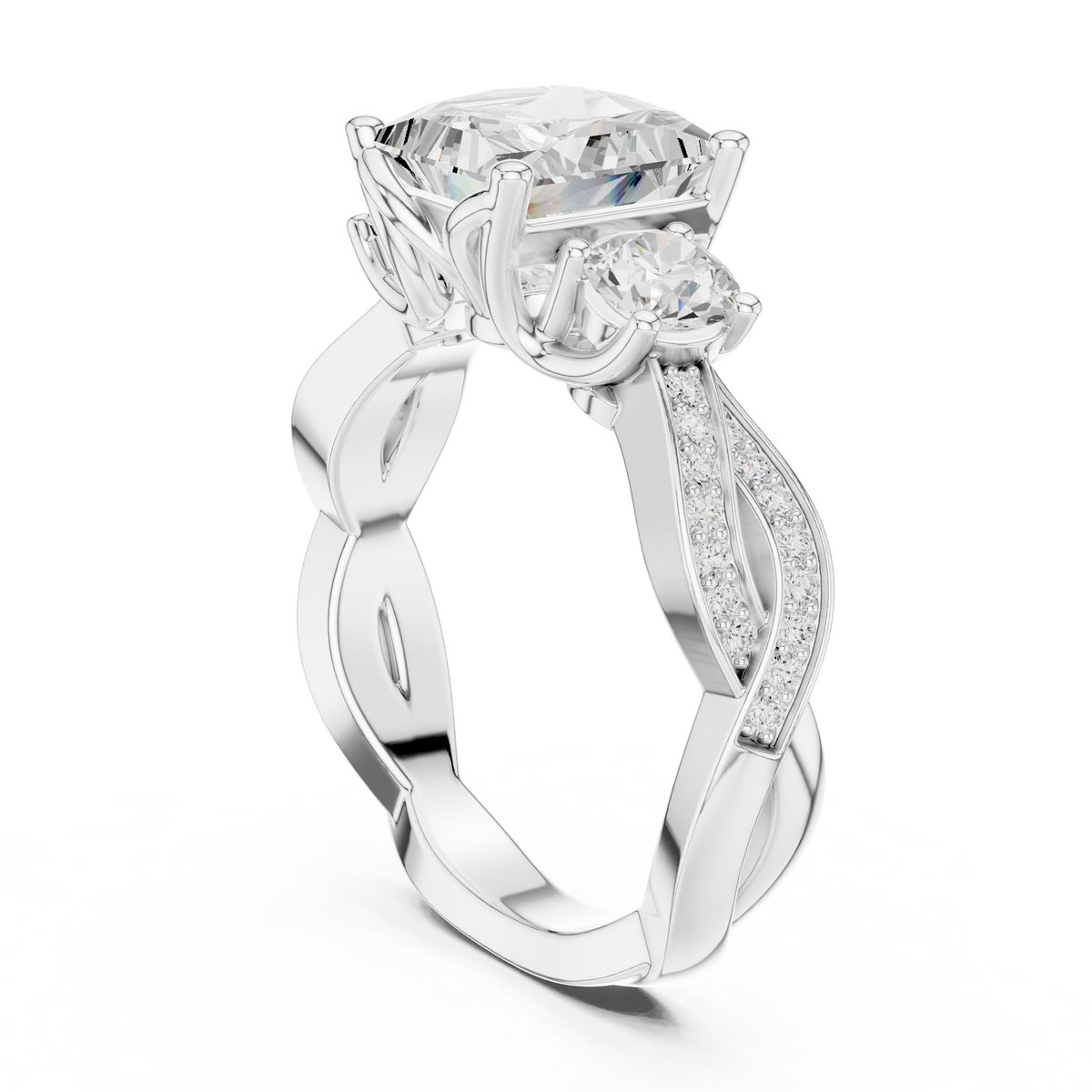 Princess Three Stone Lab Grown Diamond Engagement Ring