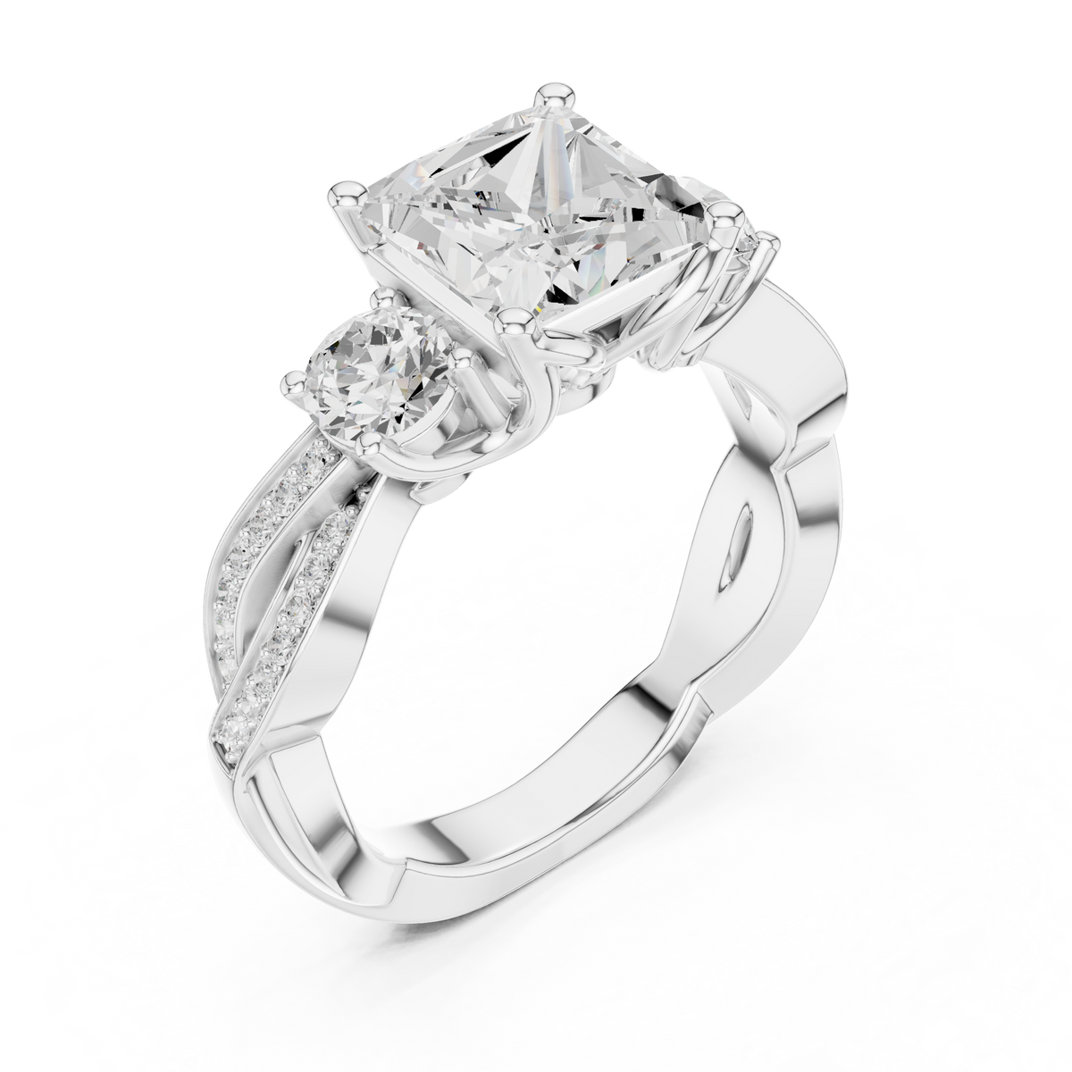 Princess Three Stone Lab Grown Diamond Engagement Ring