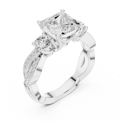 Princess Three Stone Lab Grown Diamond Engagement Ring