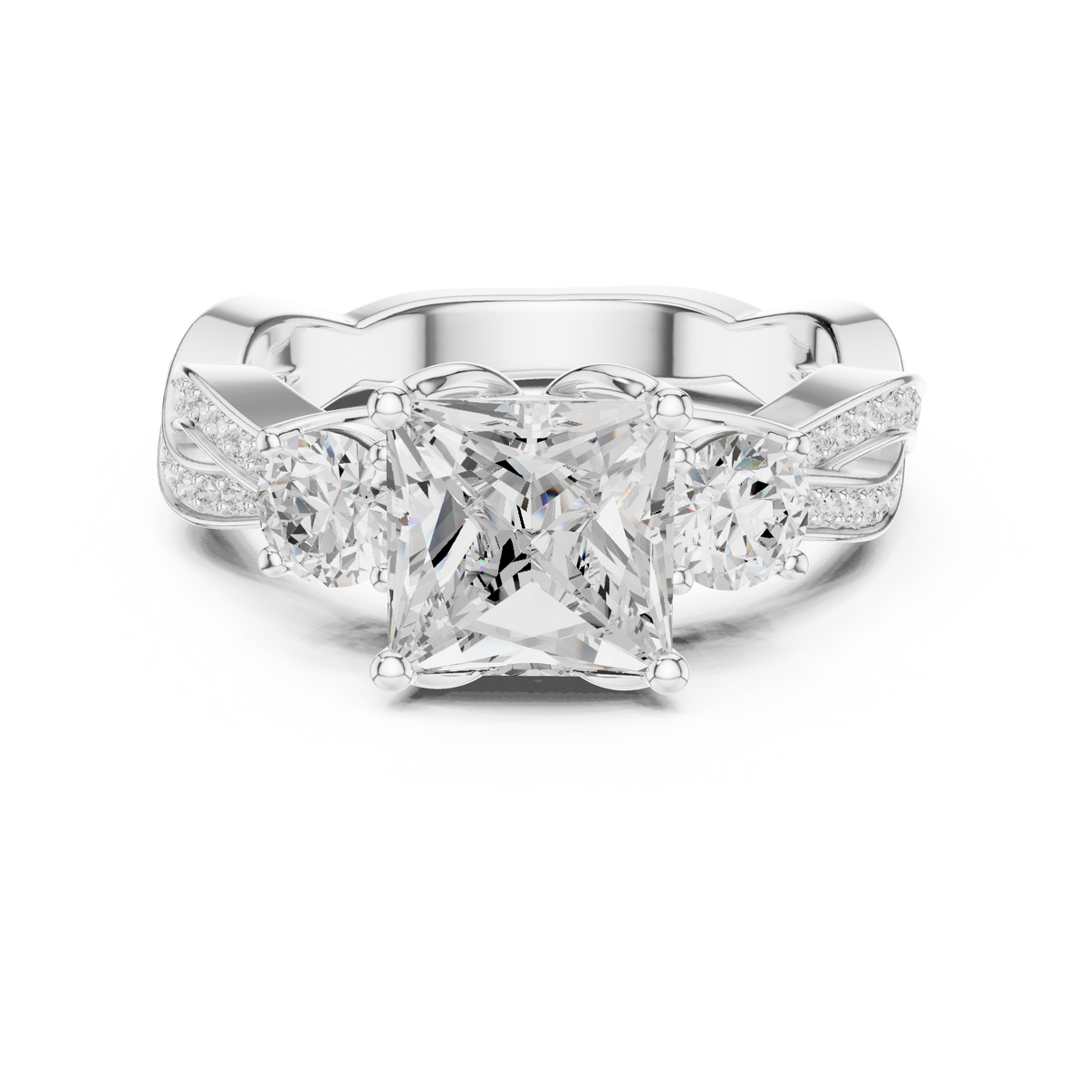 Princess Three Stone Lab Grown Diamond Engagement Ring