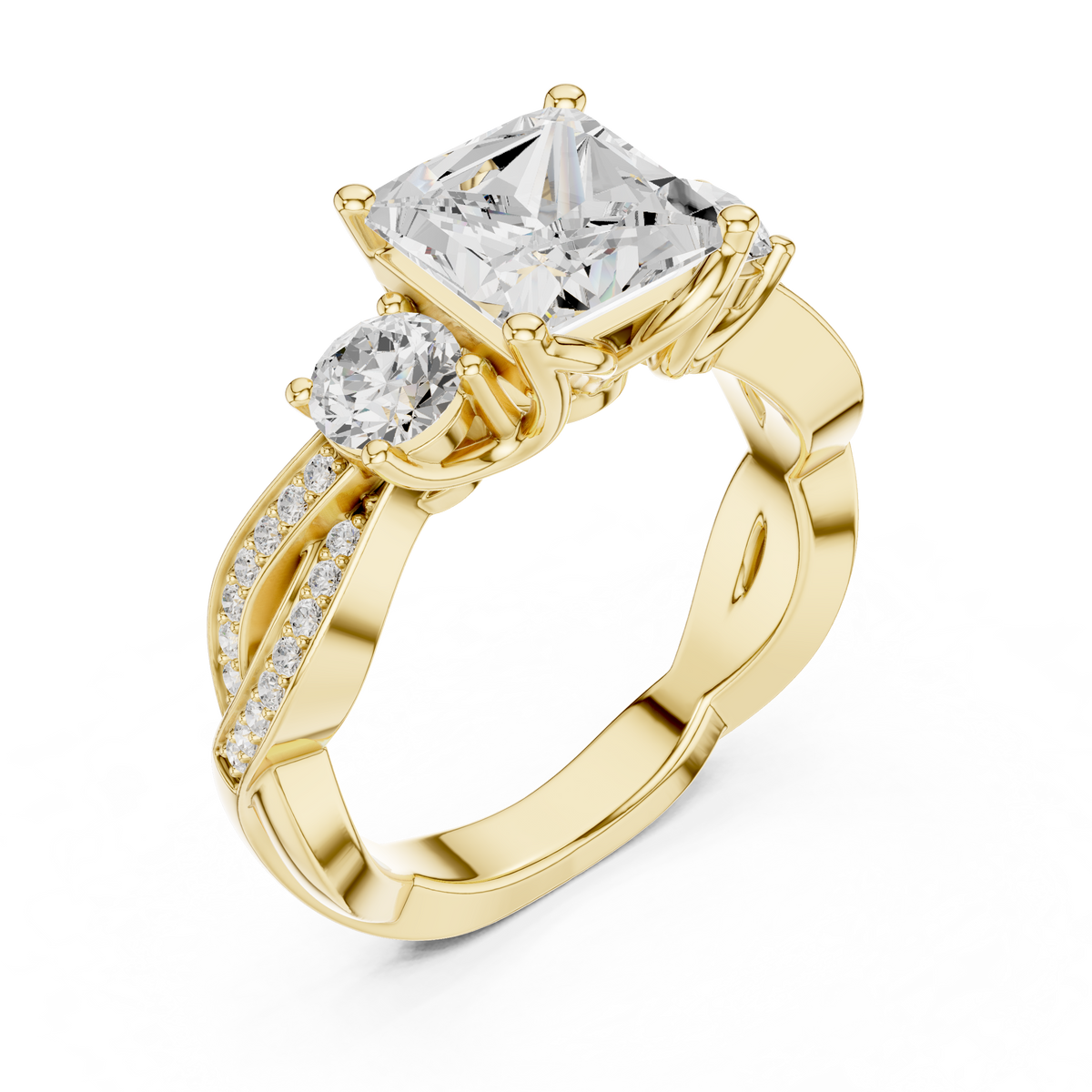 Princess Three Stone Lab Grown Diamond Engagement Ring