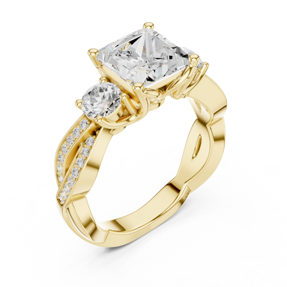 Princess Three Stone Lab Grown Diamond Engagement Ring