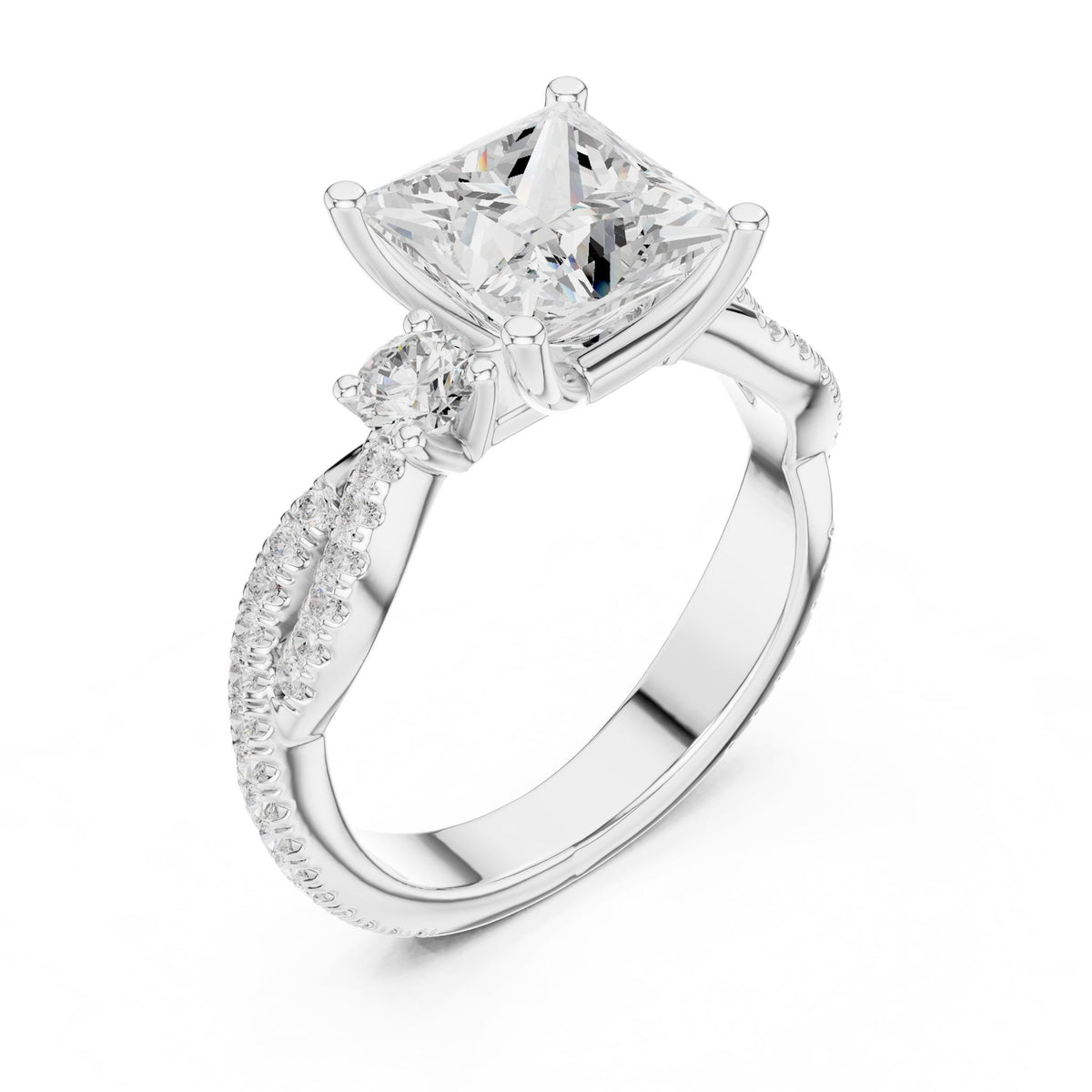Princess Three Stone Lab Grown Diamond Engagement Ring