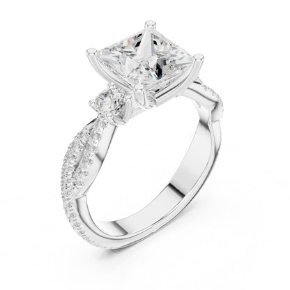 Princess Three Stone Lab Grown Diamond Engagement Ring