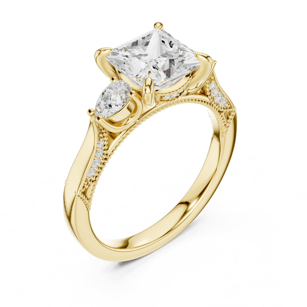 Princess Three Stone Lab Grown Diamond Engagement Ring