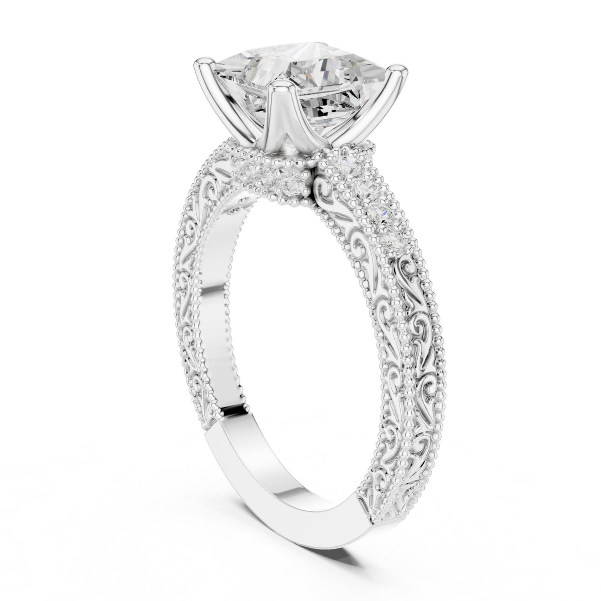 Princess Vintage Lab Grown Diamond Engagement Ring