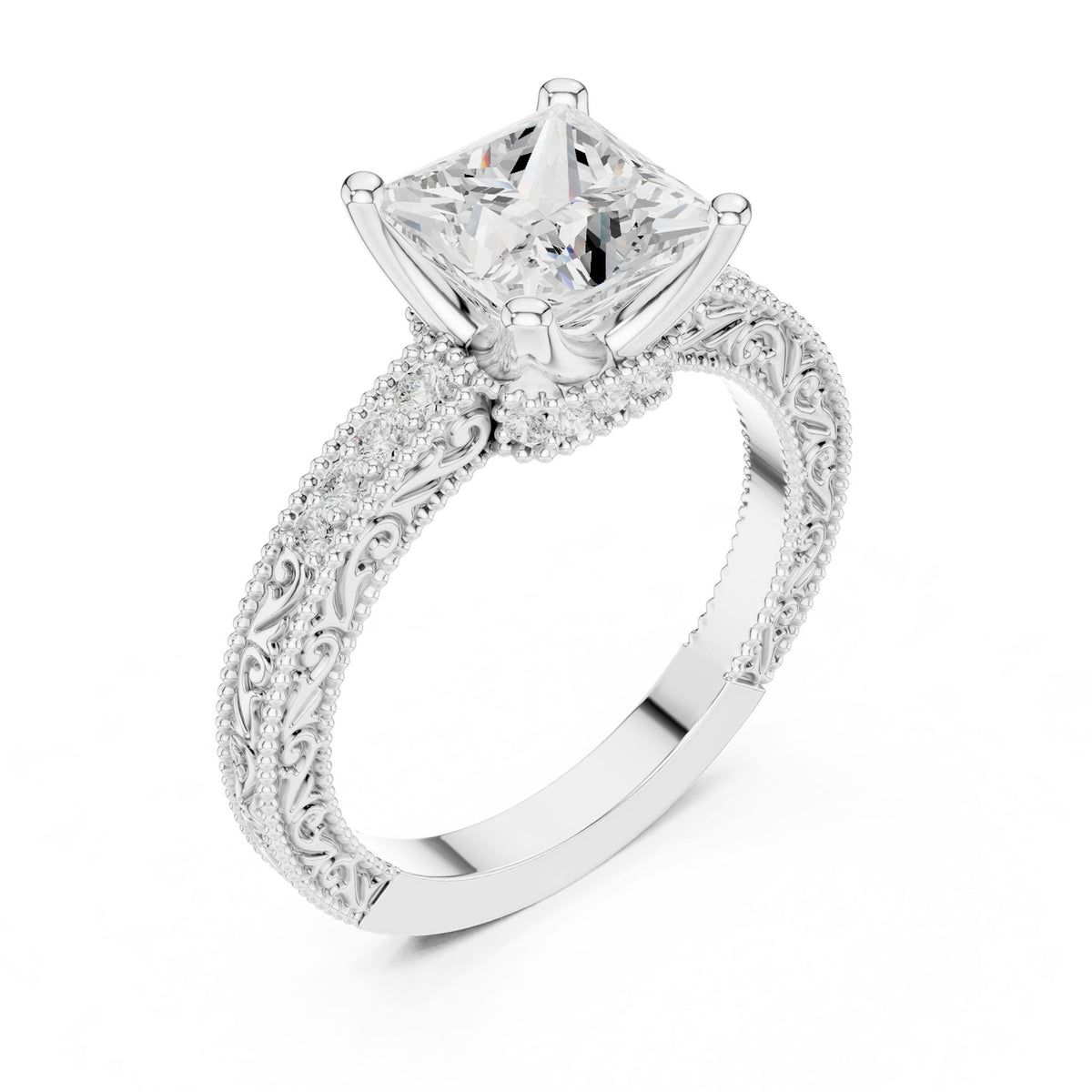 Princess Vintage Lab Grown Diamond Engagement Ring