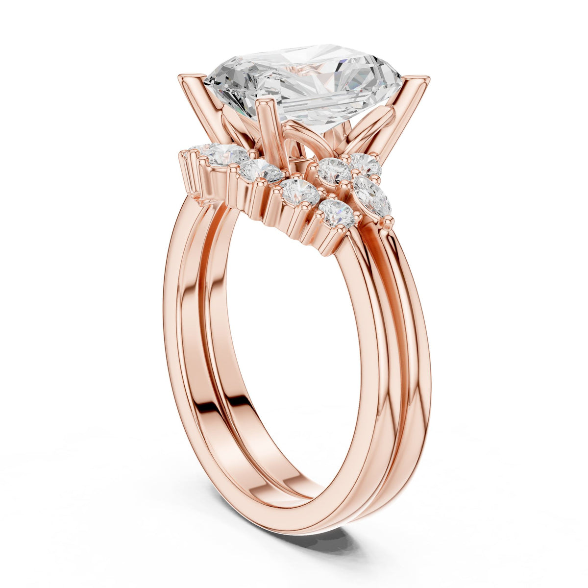 Radiant Accented Lab Grown Diamond Engagement Ring