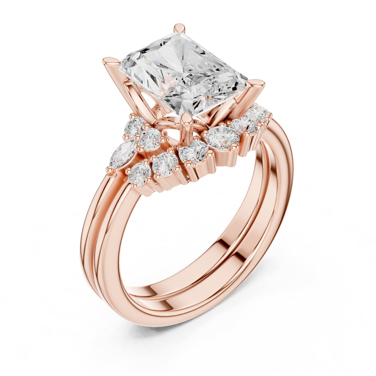 Radiant Accented Lab Grown Diamond Engagement Ring