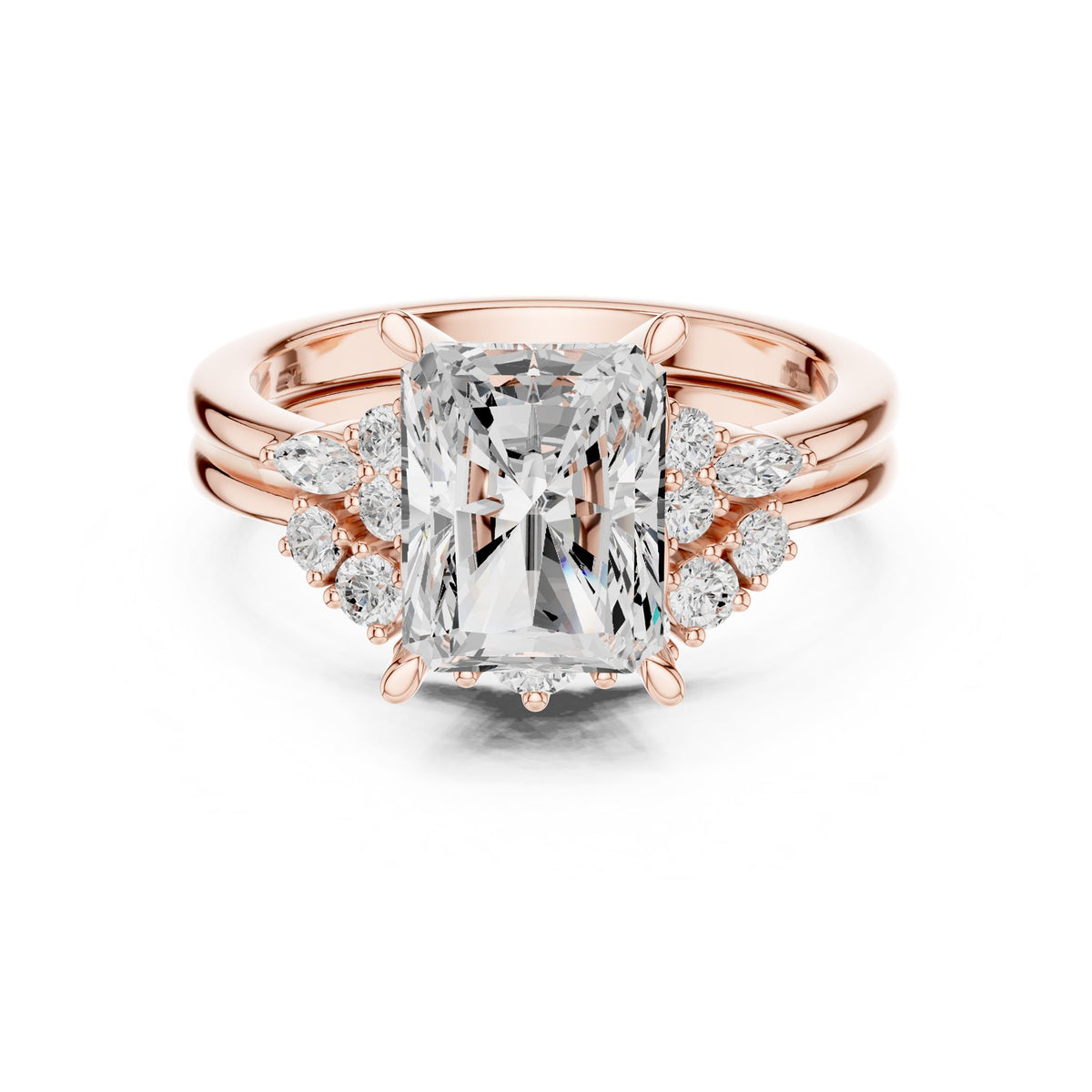 Radiant Accented Lab Grown Diamond Engagement Ring