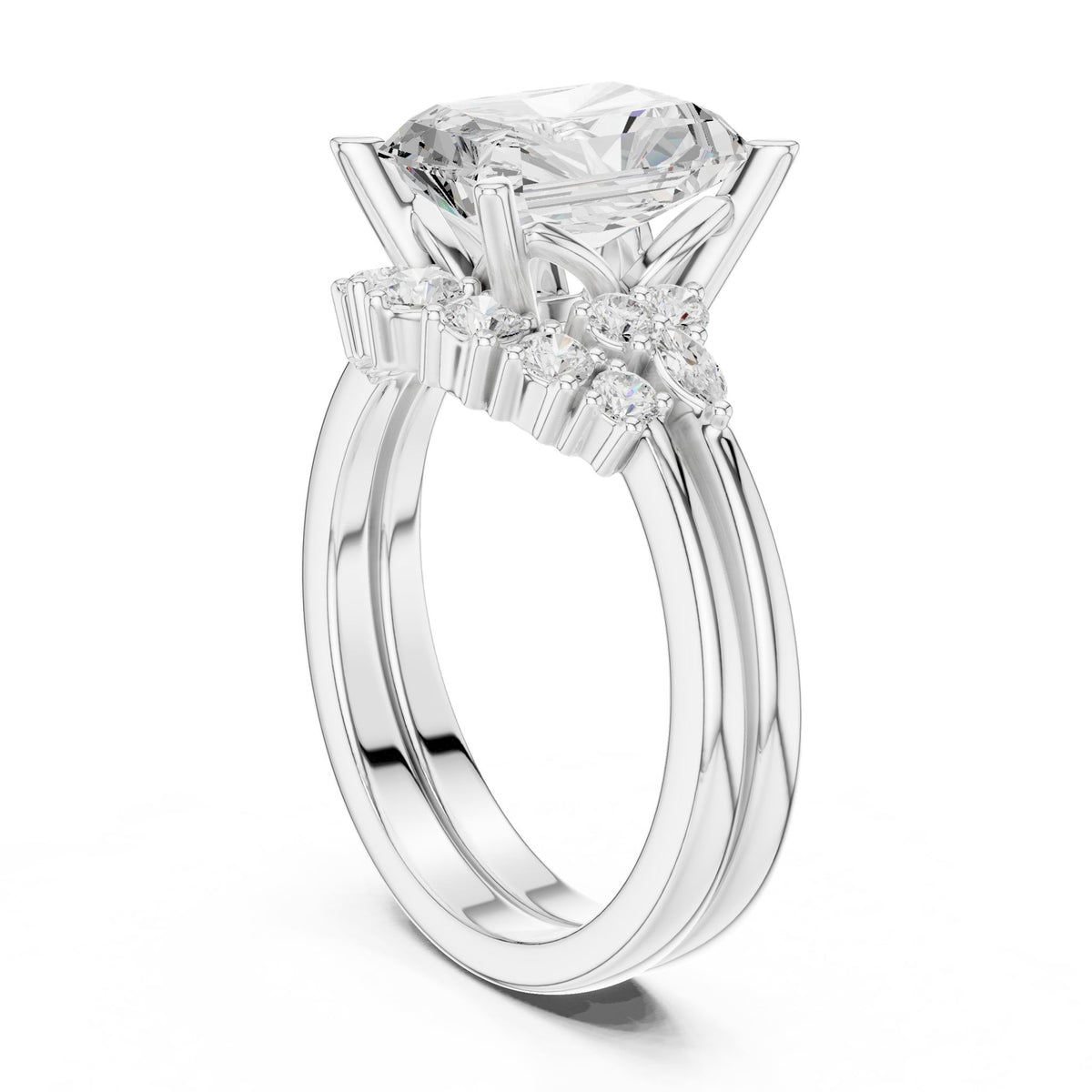 Radiant Accented Lab Grown Diamond Engagement Ring