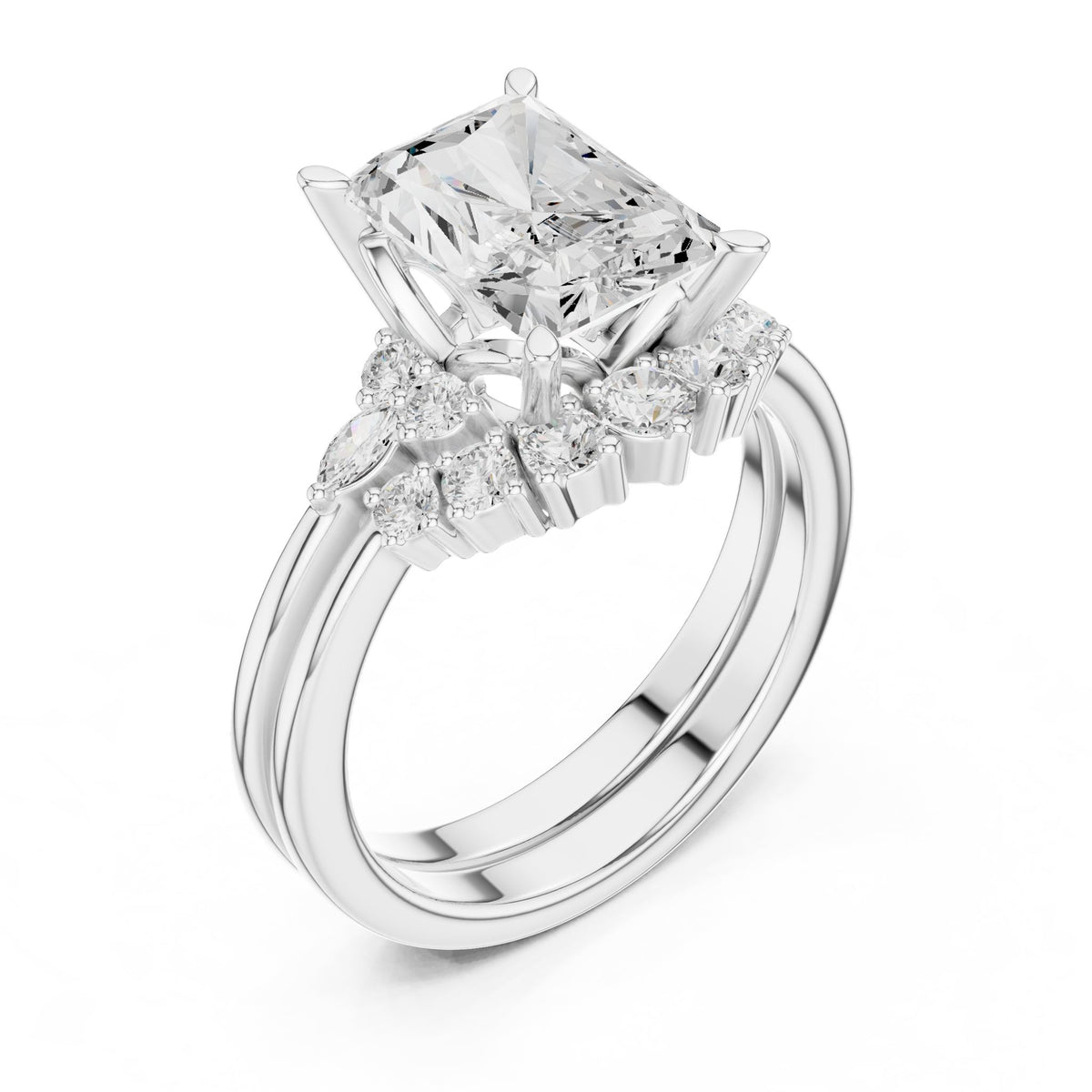 Radiant Accented Lab Grown Diamond Engagement Ring