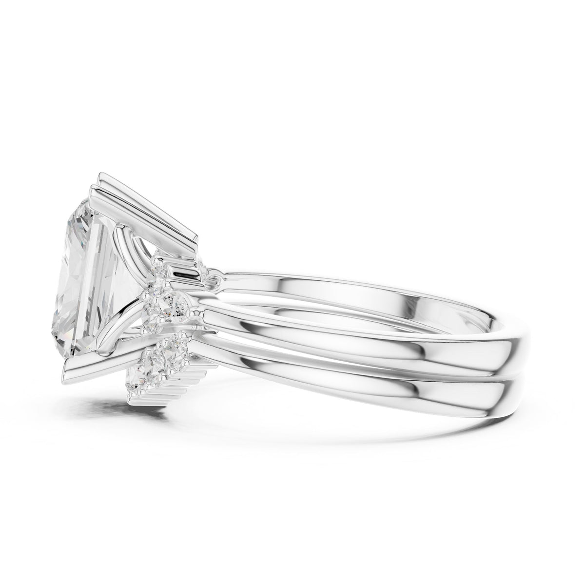 Radiant Accented Lab Grown Diamond Engagement Ring